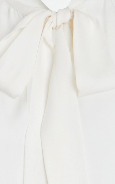 Shop Nili Lotan Pussy-bow Sleeveless Silk Top In White
