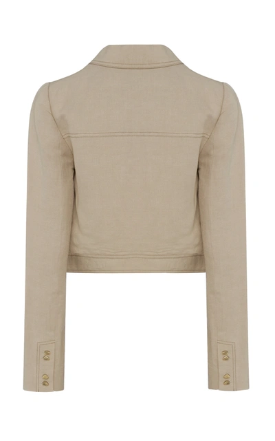 Shop Aje Consonance Linen-blend Cropped Blazer In Grey