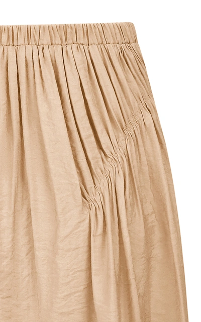 Shop Anna October Women's Liz Smocked Crepe Midi Skirt In Bronze,white