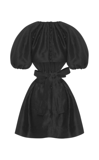 Shop Aje Women's Psychedelia Cutout Linen-blend Mini Dress In Black,white