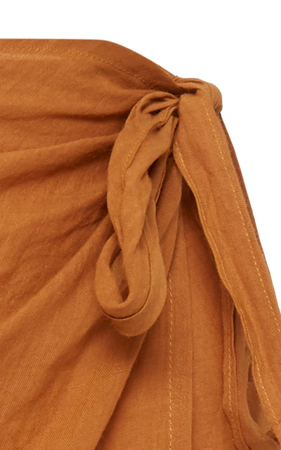 Shop Anemone The Femme Ramie Wrap Skirt In Orange