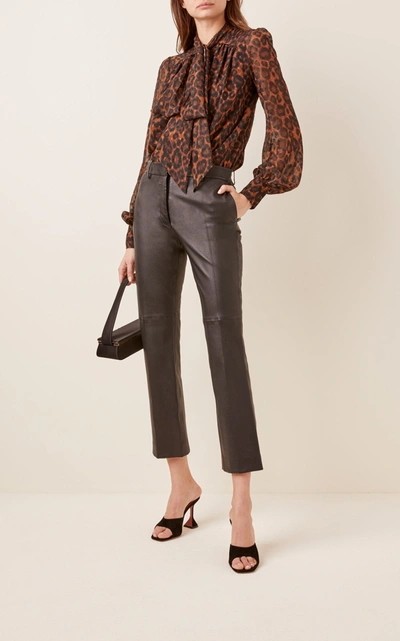 Shop Erdem Women's Lucien Leopard-print Georgette Top In Multi