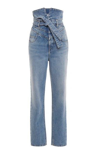 Shop Attico Rigid High-rise Straight-leg Jean In Light Wash