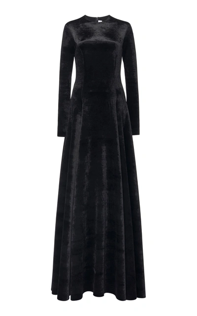 Shop Balenciaga Bonded Velvet Maxi Dress In Black