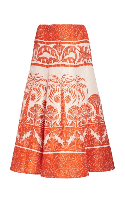 Shop Johanna Ortiz Women's The Palm To Nadube Printed Silk-blend Skirt In Orange