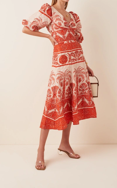 Shop Johanna Ortiz Women's The Palm To Nadube Printed Silk-blend Skirt In Orange