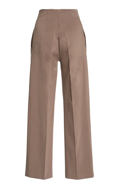 Shop Piece Of White Casey Cotton-blend High-rise Pleated Pants In Brown