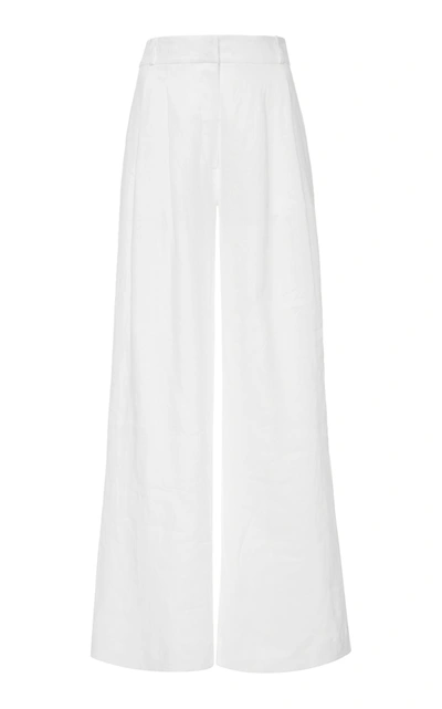 Shop Asceno The Rivello Linen Wide-leg Pants In White