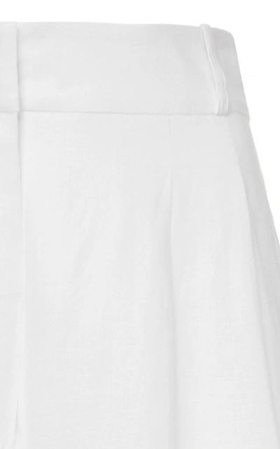 Shop Asceno The Rivello Linen Wide-leg Pants In White