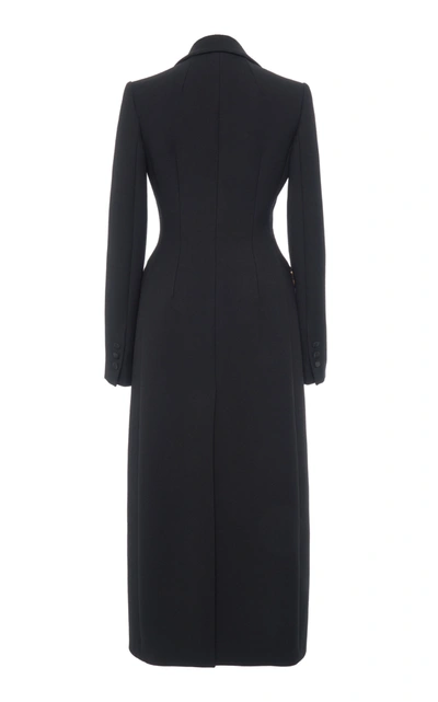 Shop Dolce & Gabbana Women's Double-breasted Wool Long Coat In Black