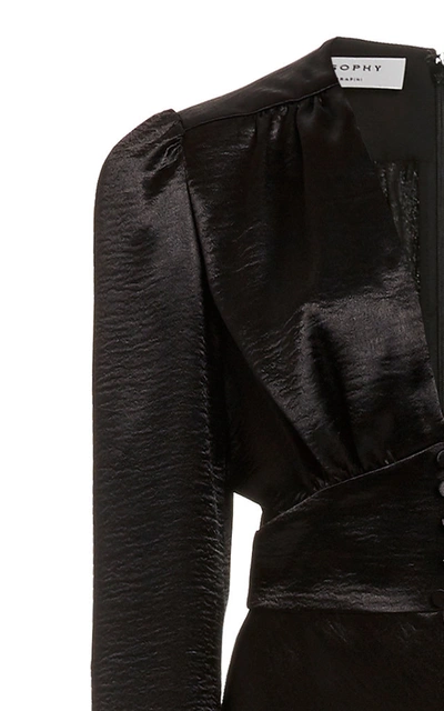 Shop Philosophy Di Lorenzo Serafini Hammered Satin Wide-leg Jumpsuit In Black