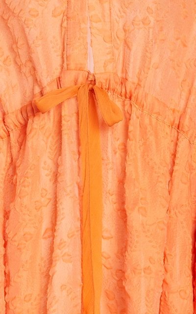 Shop Rosie Assoulin Cold-shoulder Cotton-blend Midi Dress In Orange