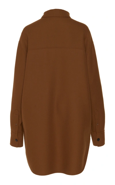 Shop Joseph Judi Wool Blend Button-down Shirt In Brown