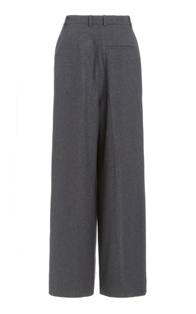 Shop Joseph Tima Pleated Silk-wool Flannel Wide-leg Trousers In Grey