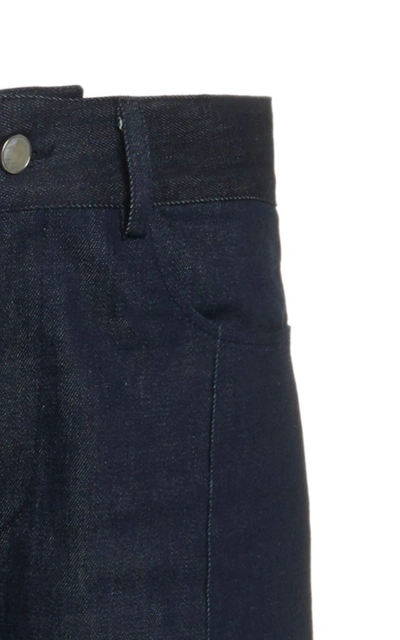 Shop Brandon Maxwell Women's Stretch High-rise Skinny-leg Jeans In White,dark Wash