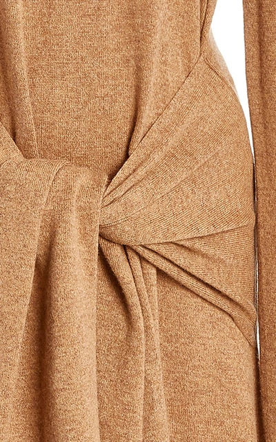 Shop Jw Anderson Tie-detailed Merino Wool Midi Dress In Neutral