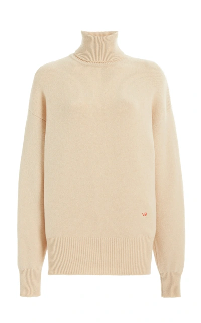 Shop Victoria Beckham Women's Oversized Cashmere-blend Turtleneck Sweater In Brown,neutral