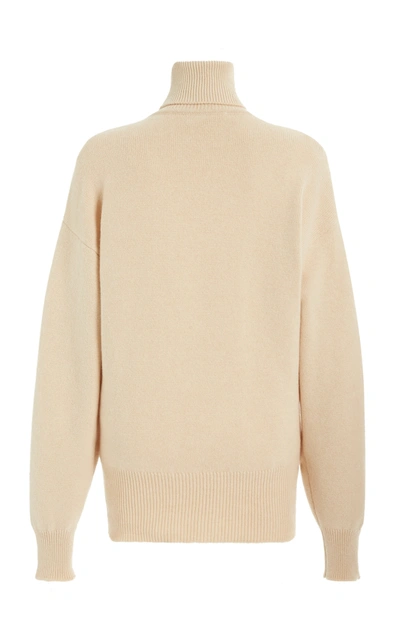 Shop Victoria Beckham Women's Oversized Cashmere-blend Turtleneck Sweater In Brown,neutral