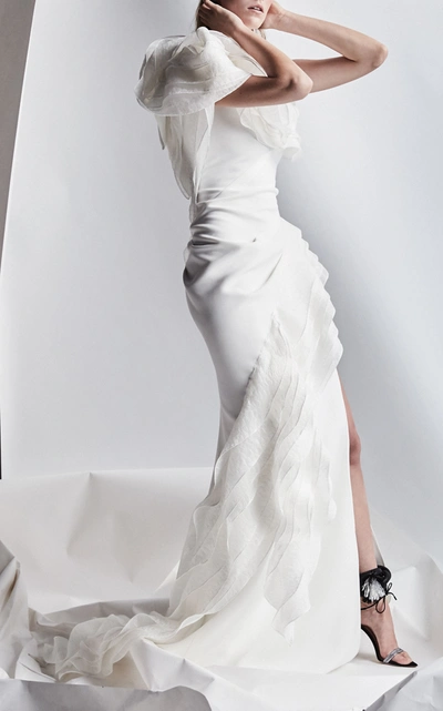 Shop Maticevski Women's Serene Tiered Silk-blend Gown In White