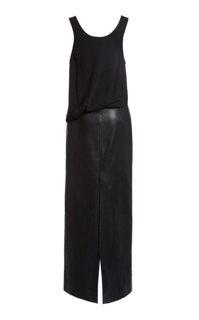 Shop Christopher Esber Women's Deconstructed Faux Leather Midi Tank Dress In Black