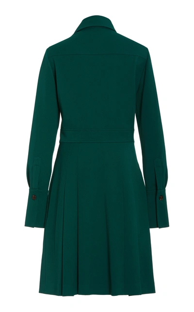 Shop Victoria Victoria Beckham Pleated Crepe Midi Shirt Dress In Green