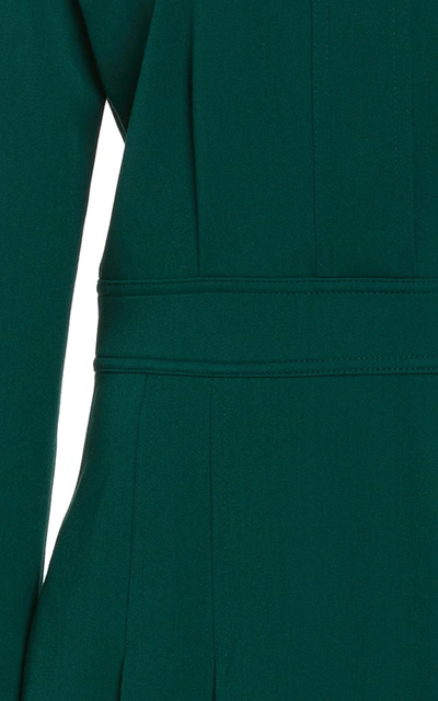 Shop Victoria Victoria Beckham Pleated Crepe Midi Shirt Dress In Green