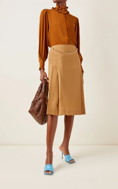 Shop Victoria Beckham Ruffled Silk Victorian Blouse In Brown