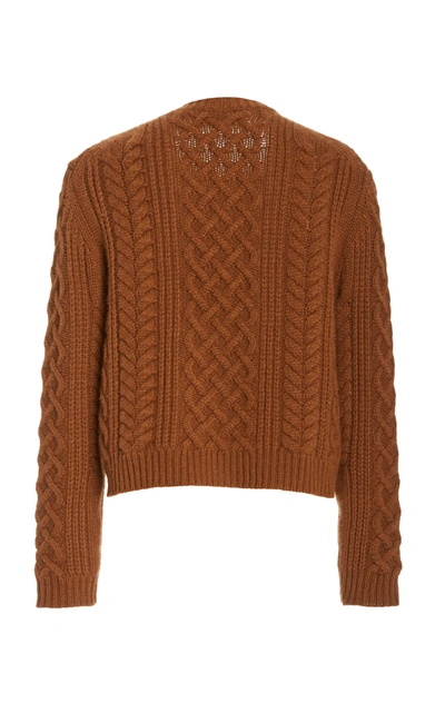 Shop Nili Lotan Women's Jodelle Cable-knit Cashmere Sweater In Brown
