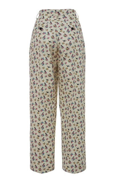 Shop Prada Women's Cropped Floral-print Silk Tapered Pants