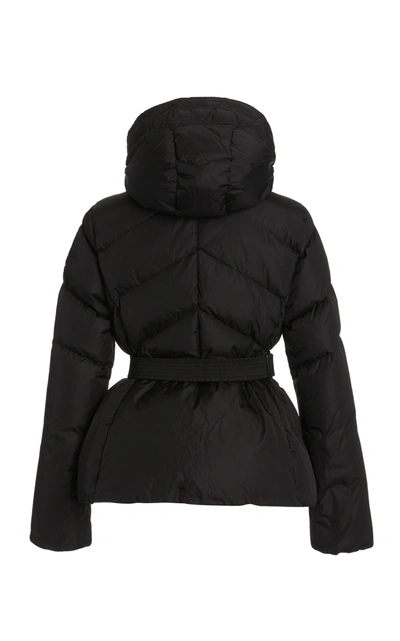 Shop Moncler Women's Aloes Belted Short Down Hooded Puffer Coat In Black