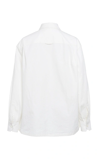 Shop Prada Floral-print Cotton-poplin Shirt In White