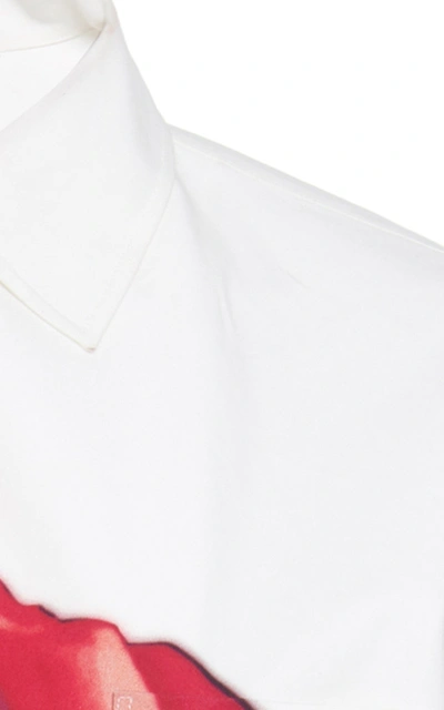 Shop Prada Floral-print Cotton-poplin Shirt In White