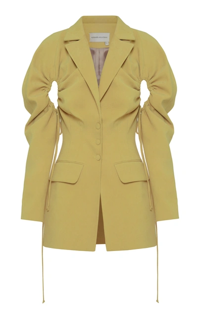 Shop Aleksandre Akhalkatsishvili Puffed-sleeve Cotton Blazer In Yellow