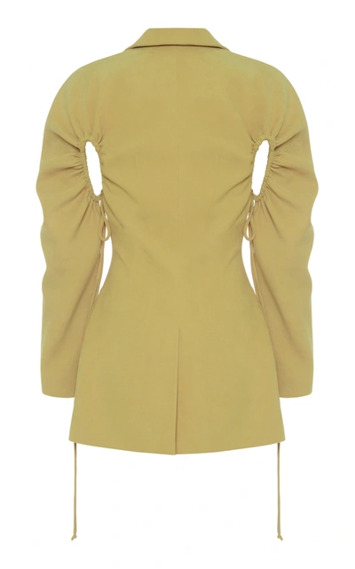 Shop Aleksandre Akhalkatsishvili Puffed-sleeve Cotton Blazer In Yellow