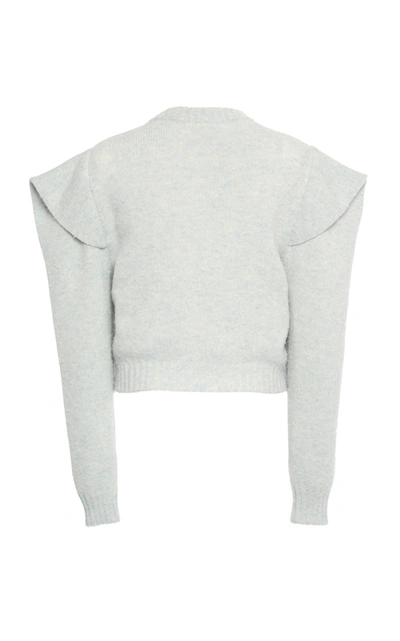 Shop Philosophy Di Lorenzo Serafini Statement-sleeve Cropped Wool Sweater In Blue