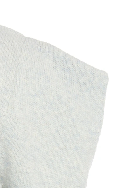 Shop Philosophy Di Lorenzo Serafini Statement-sleeve Cropped Wool Sweater In Blue