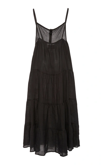 Shop Anemone Women's The Flounce Ramie Tiered Ruffle Dress In Black