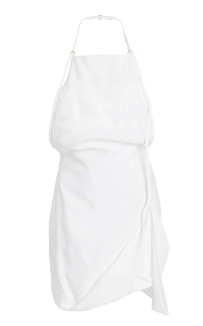 Shop Jacquemus Women's Figuerolles Draped Halterneck Crepe Mini Dress In White