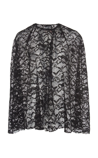 Shop Prada Sheer Lace Mini Cape In Black