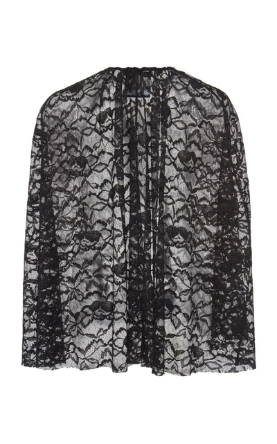 Shop Prada Sheer Lace Mini Cape In Black