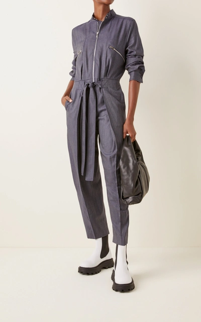 Shop Stella Mccartney Brielle Belted Tapered Jumpsuit In Grey