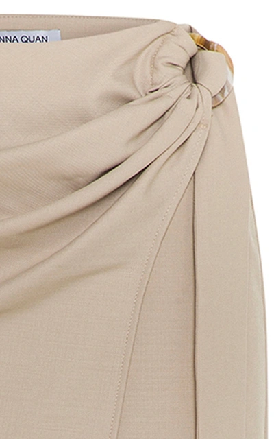 Shop Anna Quan Arielle Draped Wool-blend Maxi Skirt In Neutral