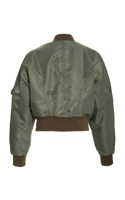 Shop R13 Flight Cropped Shell Bomber Jacket In Green