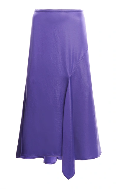 Shop Acne Studios Iride Draped Satin Midi Skirt In Purple