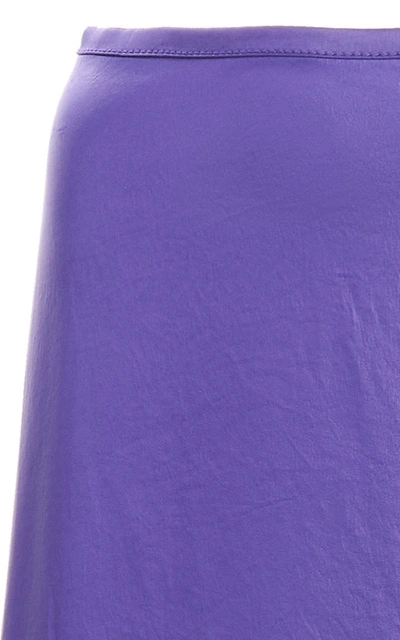 Shop Acne Studios Iride Draped Satin Midi Skirt In Purple