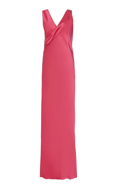 Shop Helmut Lang Sash-detailed Duchess Satin Dress In Pink