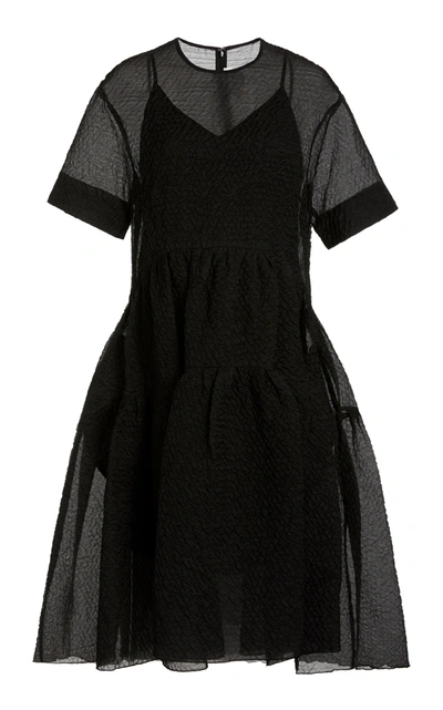 Shop Victoria Victoria Beckham Organza-layered Midi Dress In Black