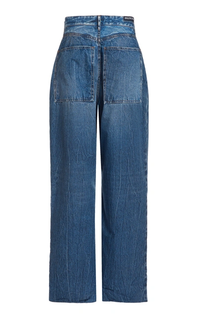Shop Balenciaga Women's Baggy Rigid Low-rise Wide-leg Jeans In Medium Wash