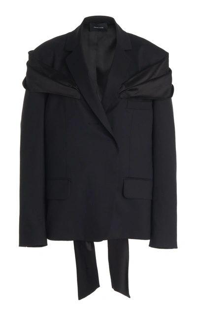 Shop Simone Rocha Oversized Stretch-wool Jacket In Black