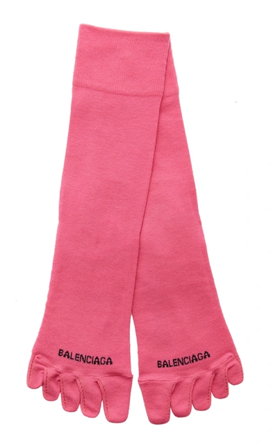 Shop Balenciaga Women's Logo-embellished Jersey Socks In Black,pink